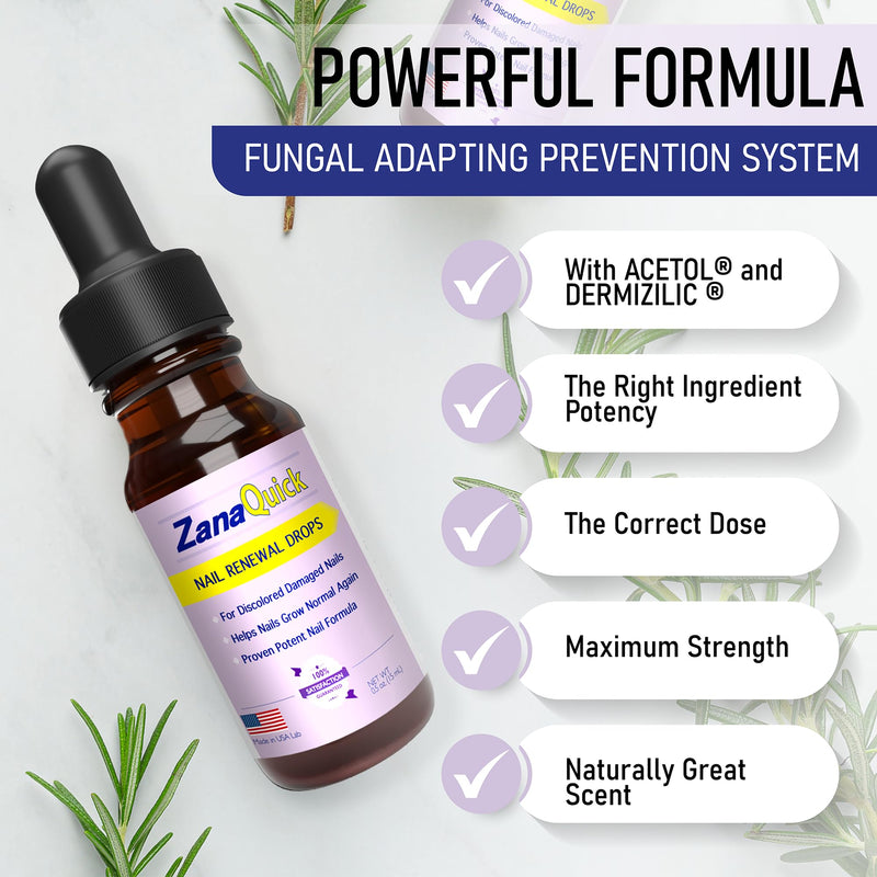 ZanaQuick Extra Strength Toenail & Fingernail Repair Drops - Nail Care Renewal for Thick, Damaged & Discolored Nails - 2 Pack 0.5 Fl Oz (Pack of 2) - BeesActive Australia