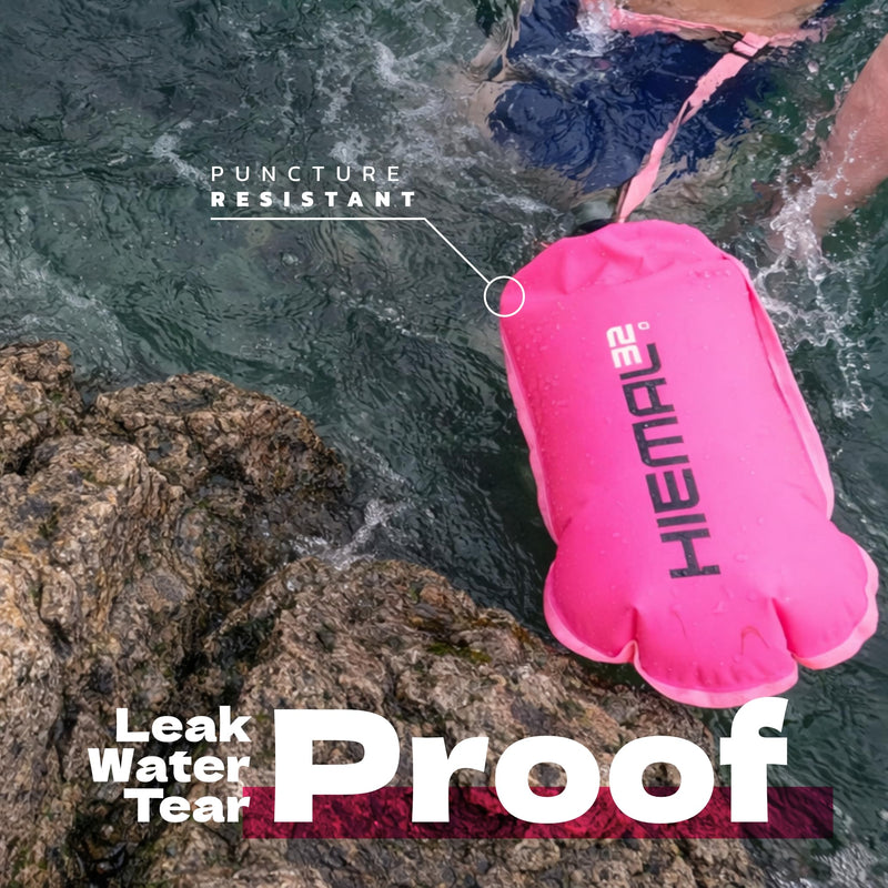 Swim Buoy for Open Water with Dry Bag 15L - Fully Waterproof Swim Bubble - Be Safe with Higher Visibility, Toughened Nylon and Rest Handle Swimming Buoy - Open Water Buoy for All Season Swimmers Pink - BeesActive Australia