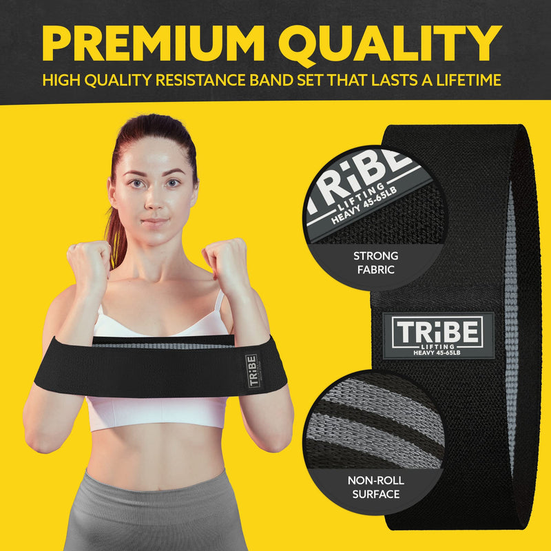Tribe Lifting Fabric Resistance Bands for Legs - Workout Bands Resistance Bands for Men and Women - Booty Bands for Working Out - Exercise Bands Resistance Bands Set - Elastic Bands for Exercise Grey - BeesActive Australia