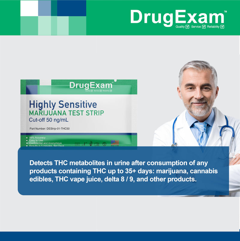 5 Pack - DrugExam Made in USA Highly Sensitive Marijuana THC Testing Drug Test Strip Kit - Drug Test with 50 ng/mL Cutoff Level for Detecting Any Form of THC in Urine up to 35 Days. Urine Test Strips - BeesActive Australia