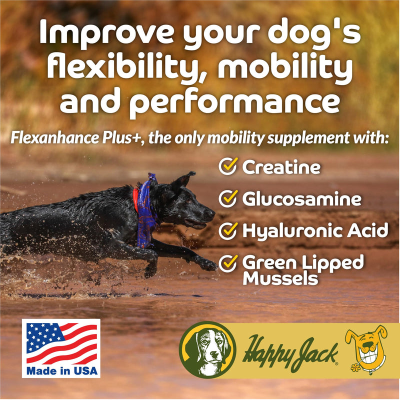 Happy Jack Flexenhance Dog Hip and Joint Supplement with Skin & Coat Support Plus (80 Chewable Tabs), Improve Flexibility & Mobility, Glucosamine, Green Lipped Mussel, Fish Oil - PawsPlanet Australia