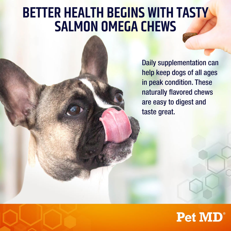 Pet MD Salmon Omega Bites for Dogs - Dog Skin and Coat Supplement with Omega 6 for Dogs & Omega 3 Fish Oil for Dogs Plus DHA & EPA - Promote Dog Allergy Relief & Dry Skin Relief for Dogs - 60 ct 60ct - BeesActive Australia