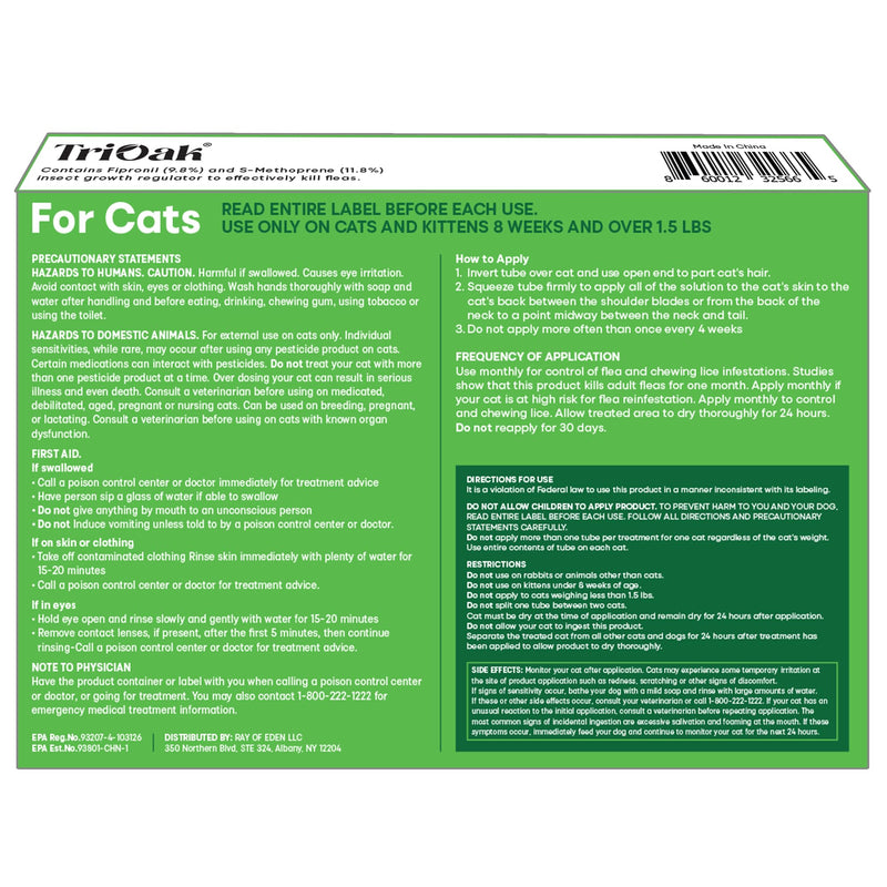 Flea and Tick Prevention for Cats: Flea & Tick Topical for Cats Over 1.5lbs, 6 Dose Flea and Tick Control/Prevention for 6 Months (6 Pack) 6 Pack