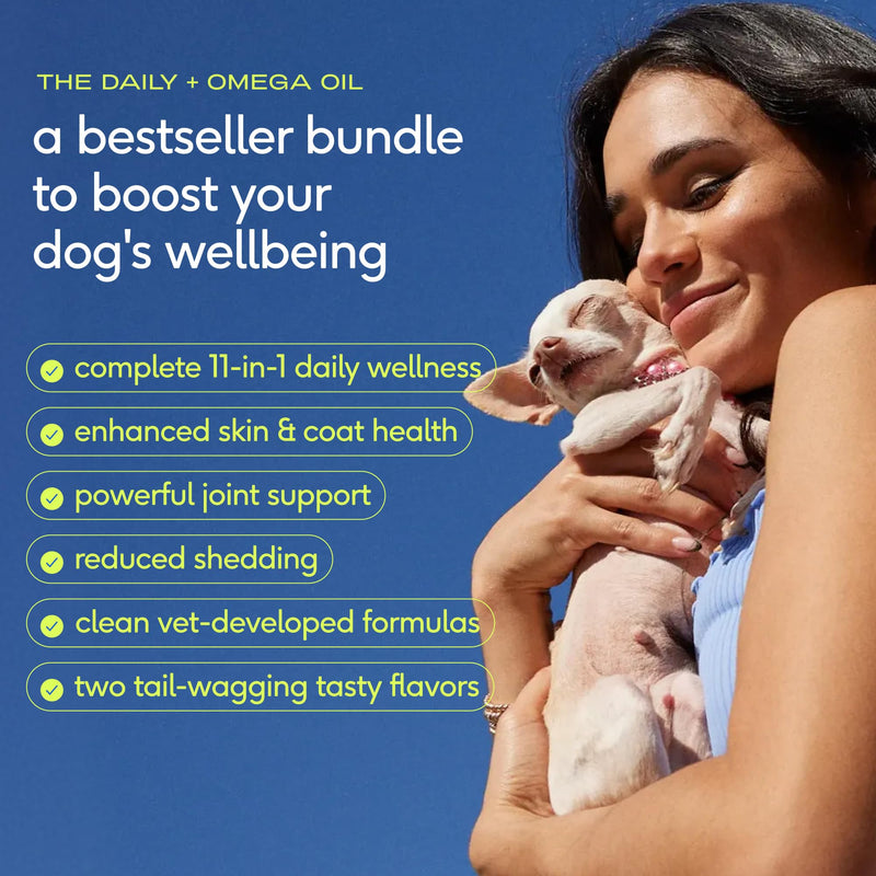 Native Pet Daily Wellness Bundle – 11-in-1 Dog Vitamins and Supplements, Omega 3 Fish Oil for Dogs & Clean Breath Dog Dental Powder – Supports Gut Health, Joints, Skin, Coat, Dental Care, Heart Health
