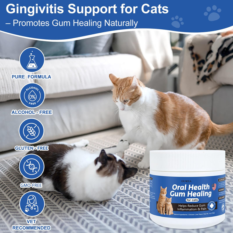 Oral Health for Cats, Cat Gingivitis Treatment, Reduce Gum Inflammation, Redness & Pain, Combats Gum Disease, Natural Plant-Based Active Formula, Cat Oral Care, Gums Health Treatment, 4 oz