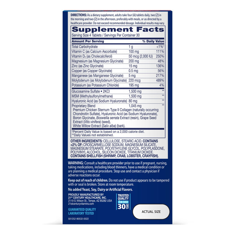 21st Century Arthri-Flex Advantage + D3 Joint Support Tablets, 120 Count