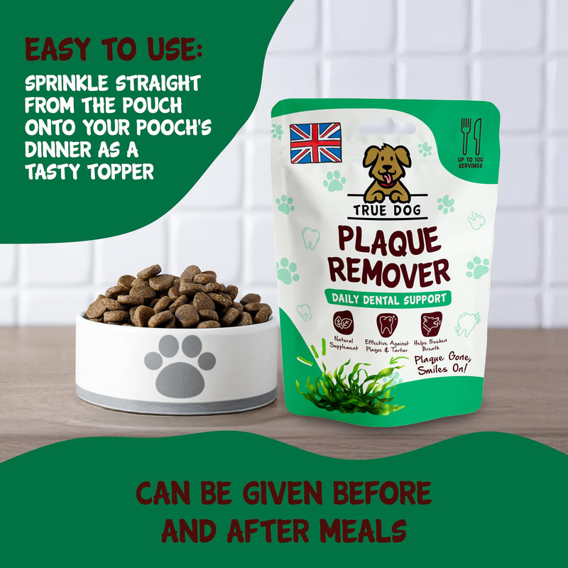 True Dog Plaque Remover (200g) Dog Breath Freshener with Spearmint and Seaweed for Dogs Teeth Helps Prevent Tartar Buildup, Digestive and Immune System Booster - Natural Pet Supplement