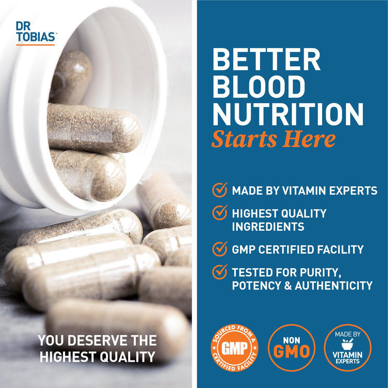 Dr. Tobias Blood Pressure Support Supplement 90 Capsules | Circulatory & Heart Health Support | Hawthorn + Hibiscus + Olive Leaf + Garlic | Vitamins B6, B12 & C
