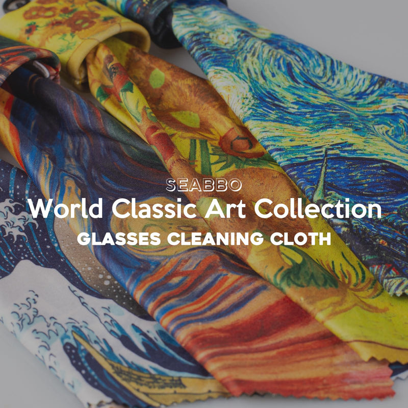 Glasses Cleaning Cloth, Microfiber Eye Glass Clean Cloths Cleaner Keychain for Eyeglasses, Screens, Camera Lenses-World Classic Art Design Double Sided Printing 4PC Blue