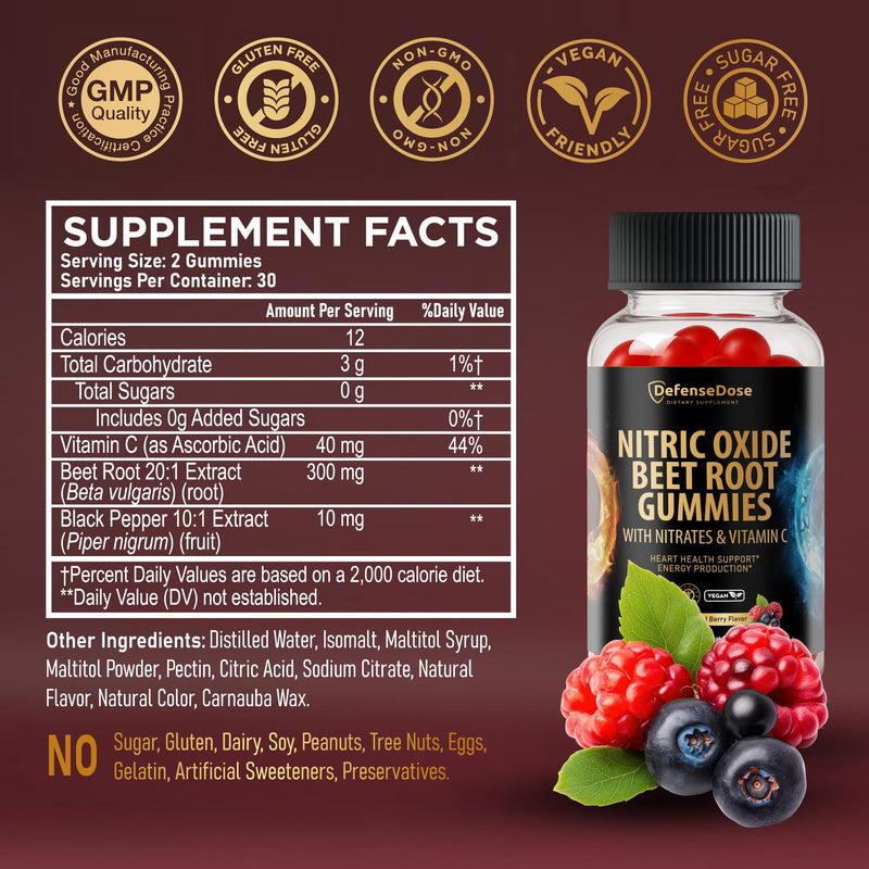 Beet Root Gummies - Advanced Nitric Oxide Blood Pressure & Heart Soft Chews Support Supplement - Men Women Natural Chewable Beets for Cardiovascular Health & Energy - Sugar-Free Vegan | Advanced Nitric Oxide, Heart Support Supplement, Natural Chewable ...