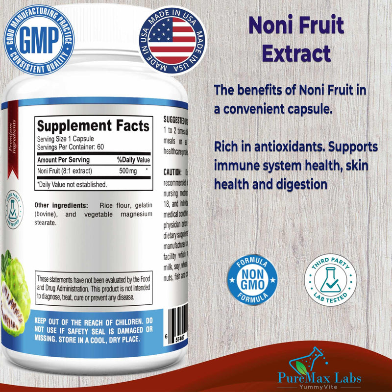 Noni Capsules - Noni Fruit Extract, (Morinda Citrifolia), Immune Support - 60 Capsules - BeesActive Australia