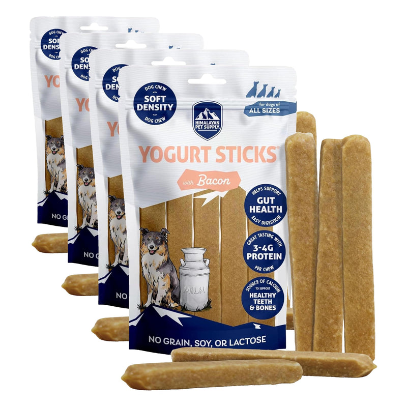 Himalayan Dog Chew Yogurt Sticks, Bacon Flavor, 5 Pieces, Pack of 4 | Prebiotic & Probiotic | Grain-Free | USA Made 4.8 Ounce (Pack of 4)