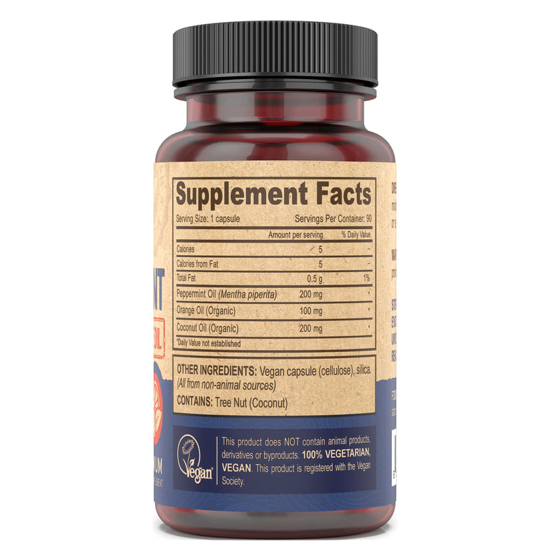 DEVA Nutrition Premium Vegan Peppermint Oil with Orange Oil, Delayed Release, 90 Capsules, 1-Pack 90 Count (Pack of 1) - BeesActive Australia
