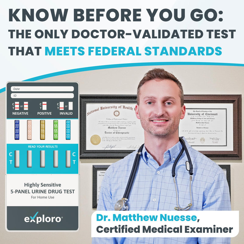 Exploro Federal Level 5 Panel Drug Test Kit - At Home Urine Drug Screen for THC, Cocaine, Amphetamines, Opiates, PCP - Accurate Results for Pre-Employment & Personal Use (Pack of 10) 10 Count (Pack of 1) - BeesActive Australia