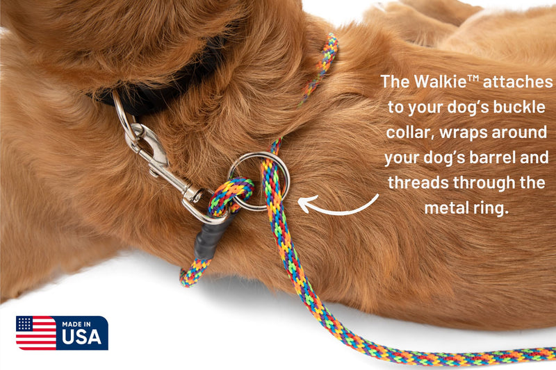 The Walkie No Pull Dog Leash - Gentle, Effective, Encourages Loose Leash Walking - Made in USA - Brown Color - Size Large for Dogs 25 lbs – 150 lbs