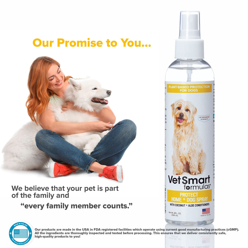 Protect Home + Dog Spray; Eliminate Scratching, Itching, and Hot Spots and Keep Your Home Safe and Smelling Great; Plant-Based All-Natural Formula - Made in USA