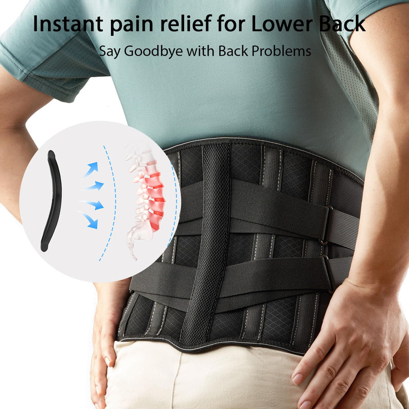 Back Brace for Lower Back Pain Relief Men Women, Immediate Relief from Sciatica, Herniated Disc, Scoliosis, Breathable Back Support Brace with 3D Lumbar Support Pad for Home & Lifting At Work Medium Black - BeesActive Australia