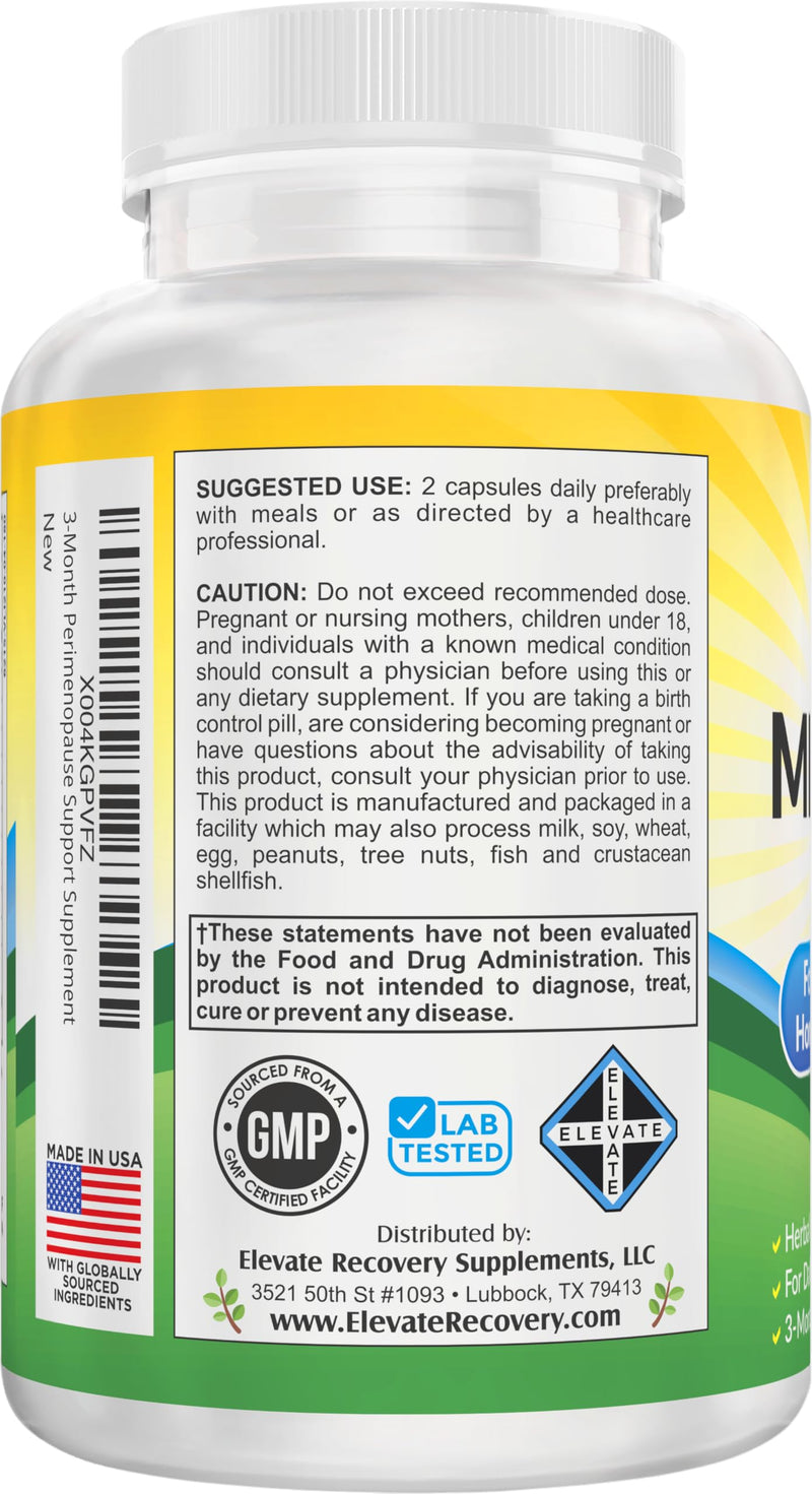 3-Month PERI-Menopause Supplements (All-in-1) Women's Hormone Support for Women | Blend of 11 Herbs & Extracts | PeriMenopause Supplement | Female Hormonal Balance | 90-Day Supply | 180 Capsules - BeesActive Australia