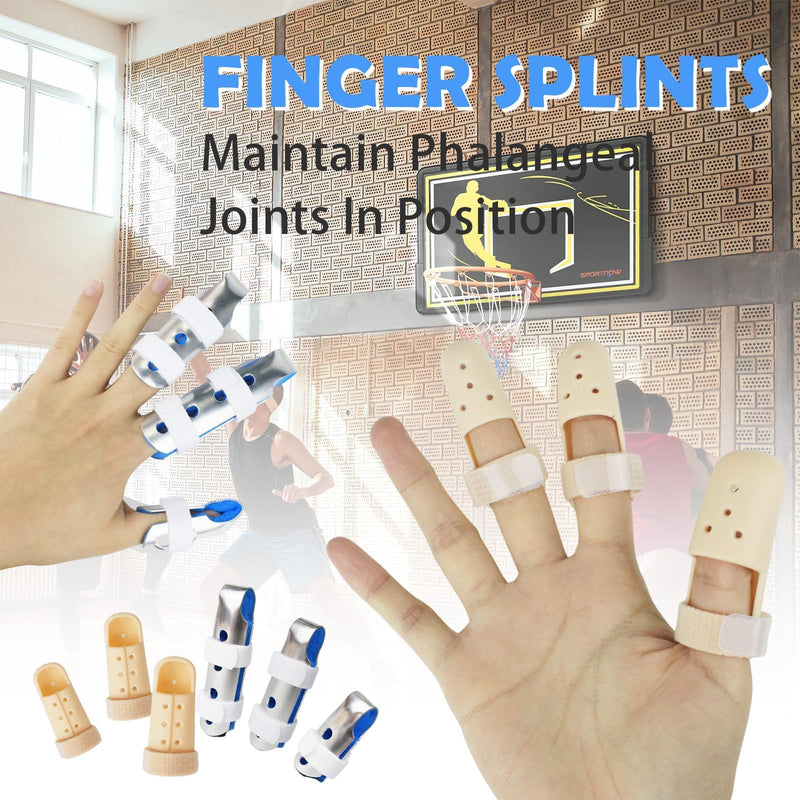 6 Pcs Finger Splints Finger Support Brackets Finger Stabilizers Fracture Rehabilitation Finger Straightening Arthritis Knuckle Immobilizationm Blue Medium - BeesActive Australia