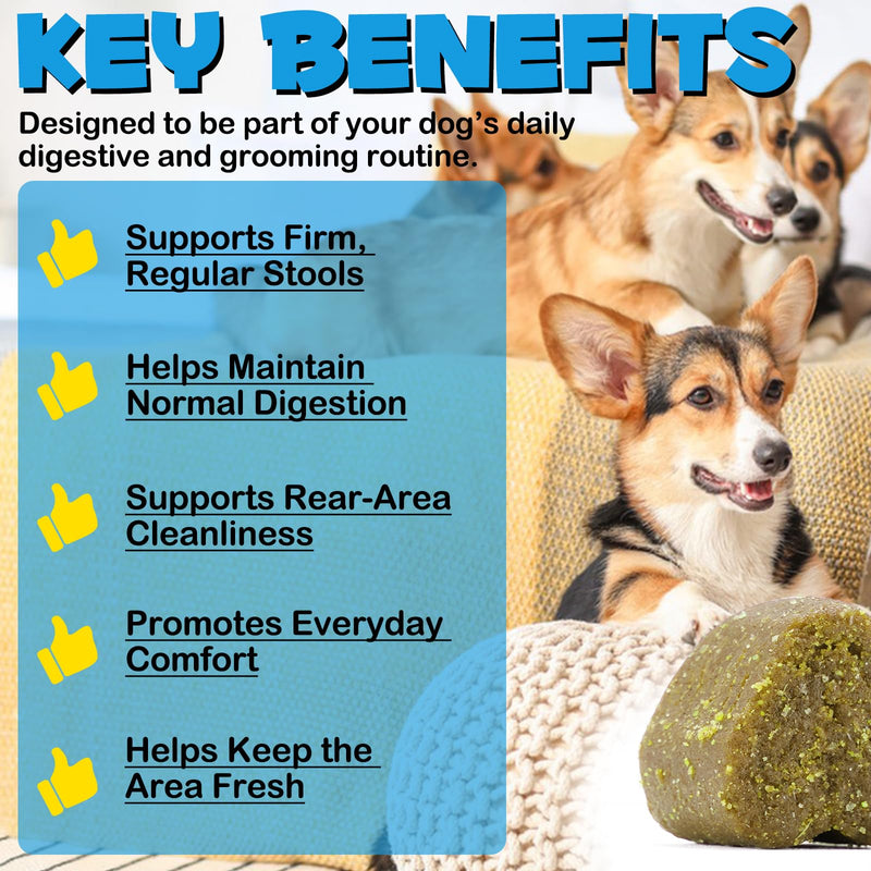 Anal Gland Soft Chews for Dogs, Anal Gland Support Chews for Dogs,150 Soft Chews with Fiber, Probiotics & Digestive Enzymes Support Healthy Bowel Function Beef Flavor