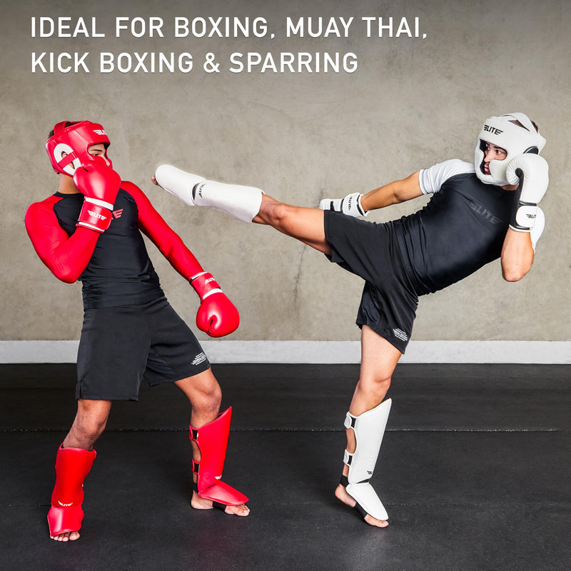 Elite Sports Best Boxing Headgear, Training Sparring Safety Head Guard for MMA, Kickboxing Trainees, Muay Thai, and Boxing for Adult Men White