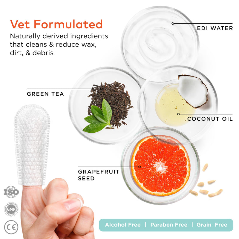 Dental Finger Wipes for Dogs - 100 Wipes - Vet Formulated Dog Dental Teeth Cleaning Wipes for Dogs - Pre-Soaked Oral Cleaning Pads- Reduces Plaque, Tartar & Dog Breath Freshener 100 Finger Wipes - PawsPlanet Australia
