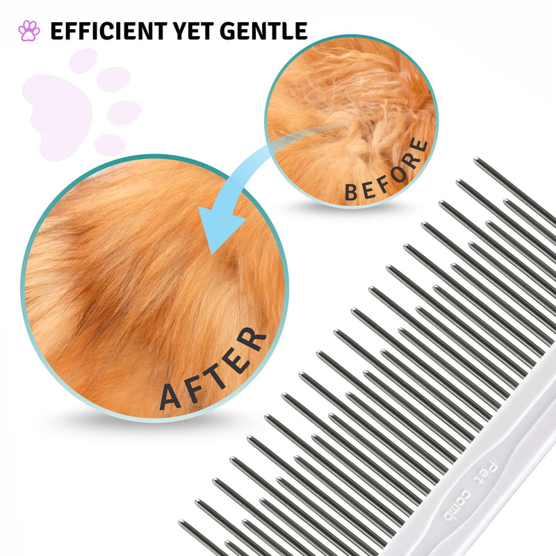 Poodle Pet Detangling Pet Comb with Long & Short Stainless Steel Teeth for Removing Matted Fur, Knots & Tangles – Detangler Tool Accessories for Safe & Gentle DIY Dog & Cat Grooming Purple - BeesActive Australia