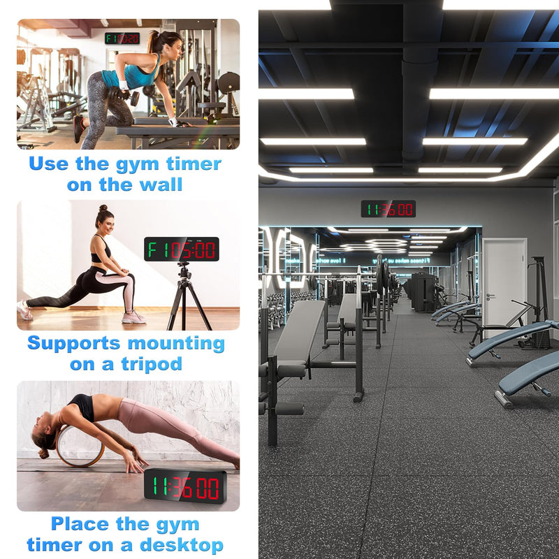 Samshow Gym Timer - Large Digital Gym Interval Workout for Fitness Enthusiast | 6 Display Modes Gym Timer Clock for Home Gym Garage Living Room Classroom Office - BeesActive Australia