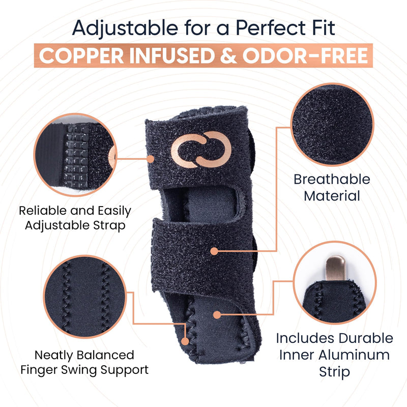 Copper Compression Finger Splints, Trigger Finger Brace for Arthritis, Tendonitis, Finger Locking, Sprains, and Pain Relief – Adjustable Copper Infused Splint with Comfortable Breathable Support – 2 Pack - BeesActive Australia