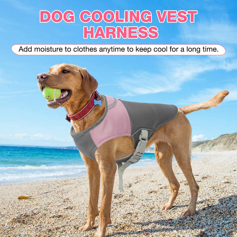 MIGOHI Dog Cooling Vest Harness for Medium Large Dog, Outdoor Walking Dog Cooler Jacket Sun Protection Breathable, Adjustable Reflective Summer Dog Clothes Apparel Shirt Lightweight,Pink,XL Pink X-Large - BeesActive Australia