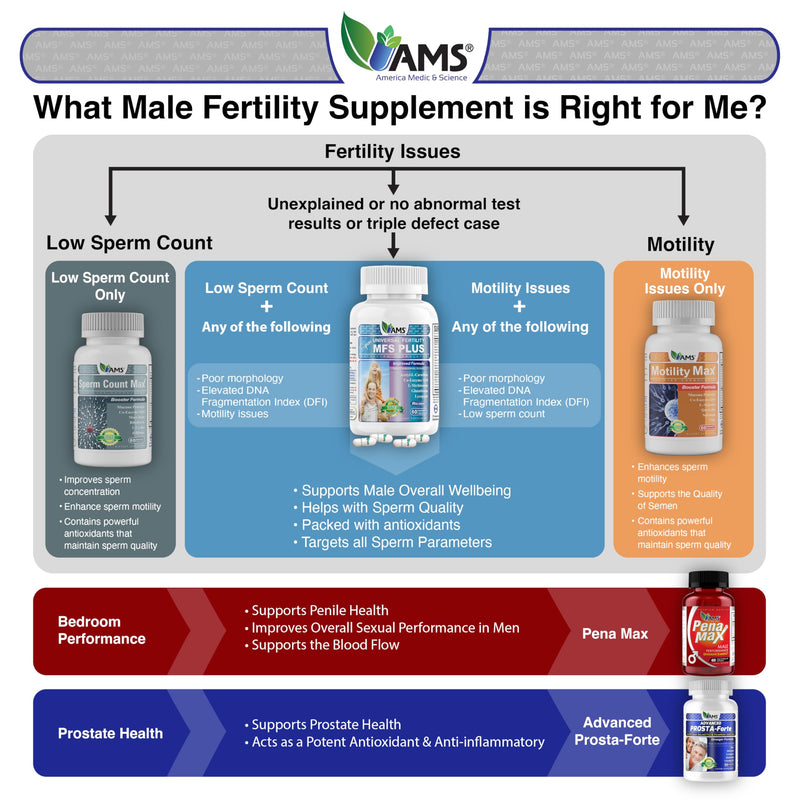 America Medic & Science MFS Plus Fertility Supplements for Men (60 Capsules) Sperm Count Booster, Supports Motility | Natural Preconception Vitamins, Reproductive Aid, with Zinc, CoQ10 60