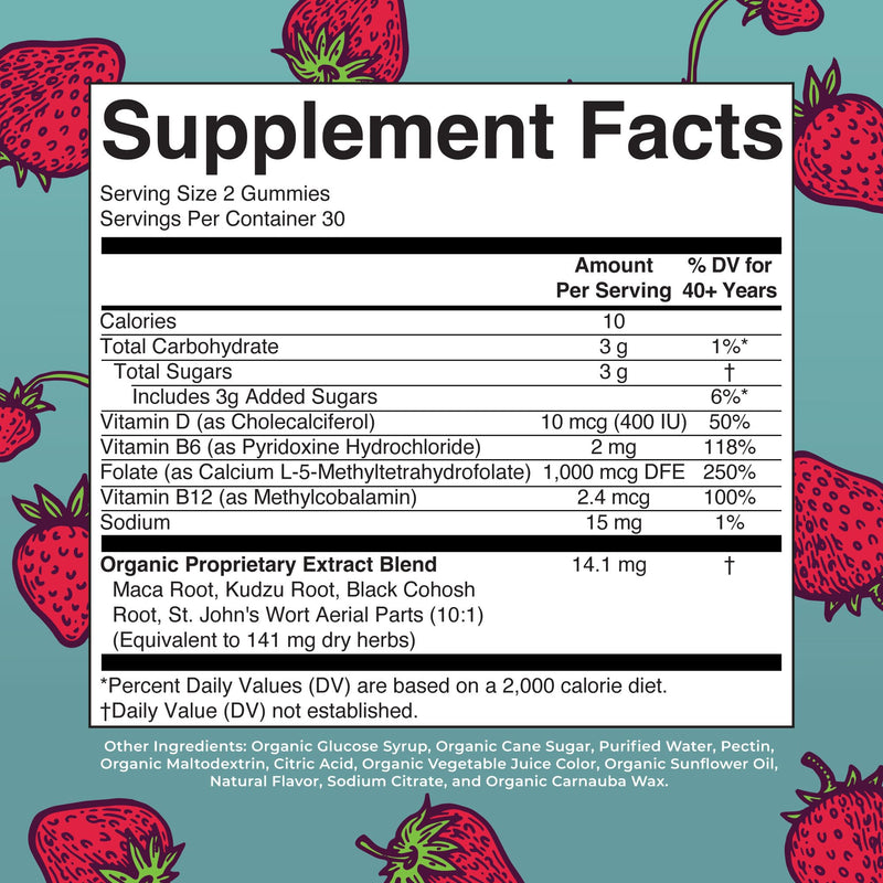 Organic Menopause Gummies by MaryRuth's | Menopause Supplements for Women | Mood Support | Hot Flash Relief | Maca Root | Black Cohosh | USDA Organic | Non-GMO | Vegan | 30 Servings - BeesActive Australia