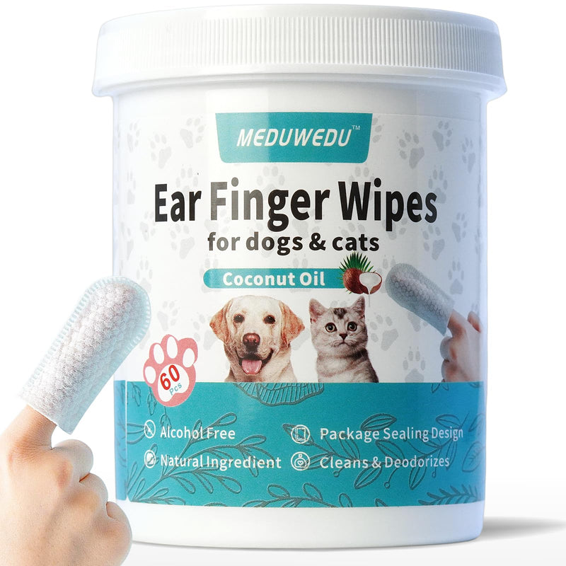 MEDUWEDU Pet Ear Cleaning Combo – Ear Wipes & Cotton Swabs for Dogs & Cats