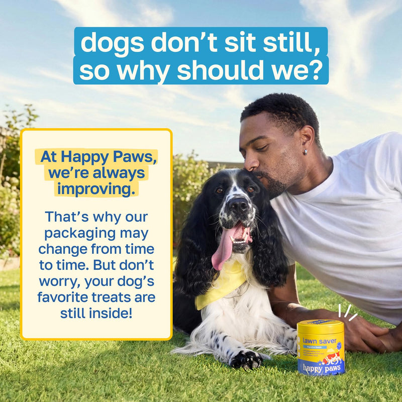 Happy Paws Lawn Saver Supplement, Dog Probiotics to Help Grass Stay Green & Prevent Lawn Burn, Digestive Health Support with Antioxidants & Fiber, Vegan Chicken Flavor, Non GMO, 100 Soft Chews 100 Count