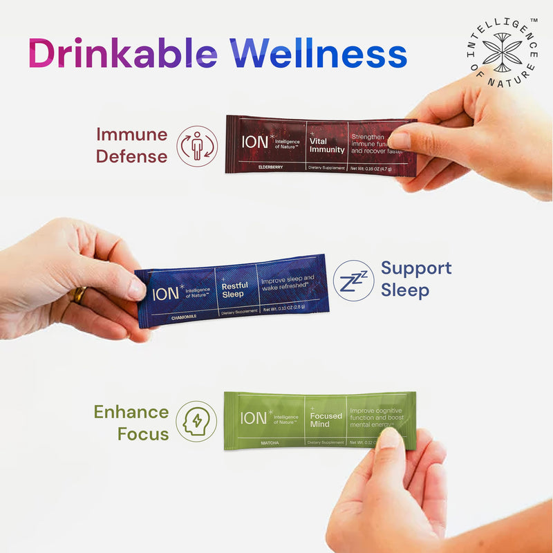 ION* Intelligence of Nature Vital Immunity Drink Mix, Elderberry 20 Packets | Immune Support with Vitamin C & Adaptogen Mushrooms, Daily Wellness Packet Supplement, Travel Friendly 0.16 Ounce (Pack of 20)