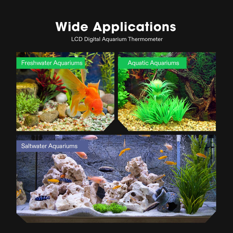 VIVOSUN 4-Pack LCD Digital Aquarium Thermometer Fish Tank Water Terrarium Temperature with Suction Cup for Turtle 4 packs - BeesActive Australia