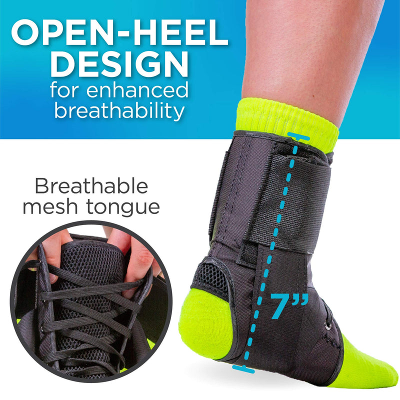 BraceAbility Sports Ankle Brace - Best Lace Up Figure 8 Sprained, Rolled or Twisted Treatment Active Support Wrap Stabilizer Splint for Basketball, Volleyball, Soccer, Working Out, Running Pain (M) Medium
