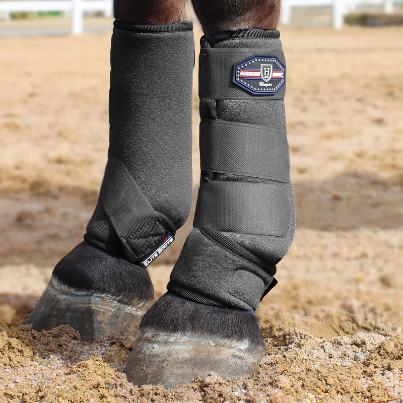 Harrison Howard Horse Sport Medicine Front Shock-Absorbing Boots All-Round Lower Limb Protection & Support Sport Boots Perfect for Endurance Training and Performance Pack of 2 Piano Black L Full (Large) - BeesActive Australia