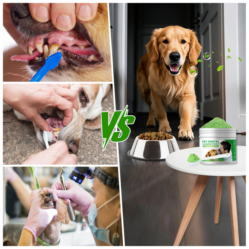 Dog Dental Powder,Dog Teeth Cleaning Powder,Dog Dental Cat Dental Care,Cat and Dog Teeth Cleaning,Canine Plaque Remover Helps Reduce Bad Breath,Improve Pet's Oral Cavity and Freshen Breath（80G） 80G