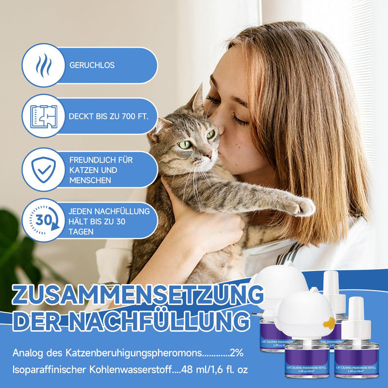 VICSOM 6 IN 1 cat pheromone diffuser, 120 days pheromone cat diffuser, diffuser for cats for lasting relaxation, relief from anxiety and stress (2 diffusers + 4x48ml refills) 2 diffusers + 4 refills - BeesActive Australia