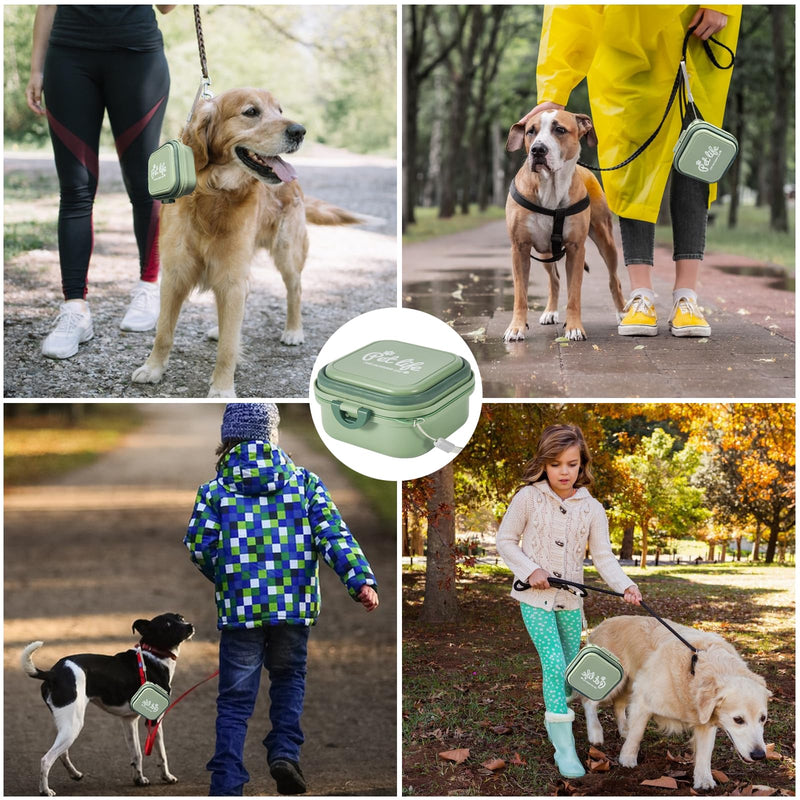 Collapsible Dog Water Bowl, Portable Dog Bowl for Traveling, 2-in-1 Pet Food and Water Feeder - Travel Dog Bowls with Lid for Walking, Traveling, Camping and Hiking Green - BeesActive Australia