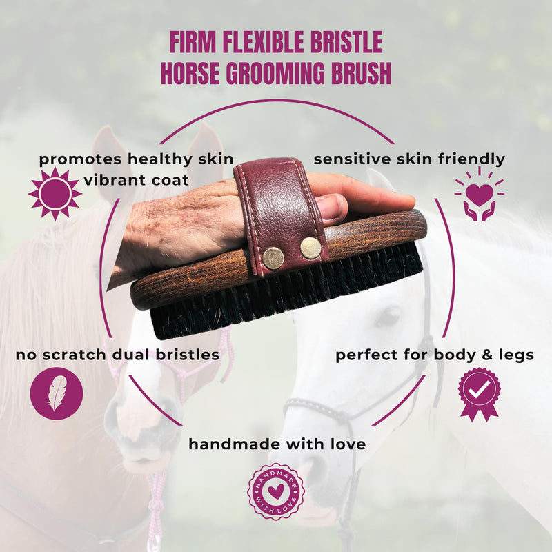 Horse Grooming Brush With Copper Bristles | Premium Handmade Horse Body Brush Removes Light Dirt, Dust & Scurf | Conditions Polishes For Radiant Shine | Professional Equine Brush Tool For Your Kit - BeesActive Australia