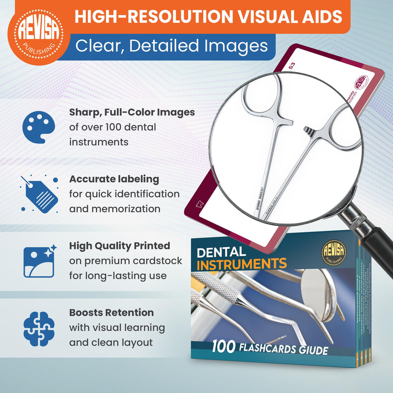 Dental Instruments Flash Cards for Studying – Over 100 Study Flash Cards for Dental Assisting Students, Exam Practice – Practical Visual Aids with Tool Image and Descriptions – Pocket-Size - BeesActive Australia
