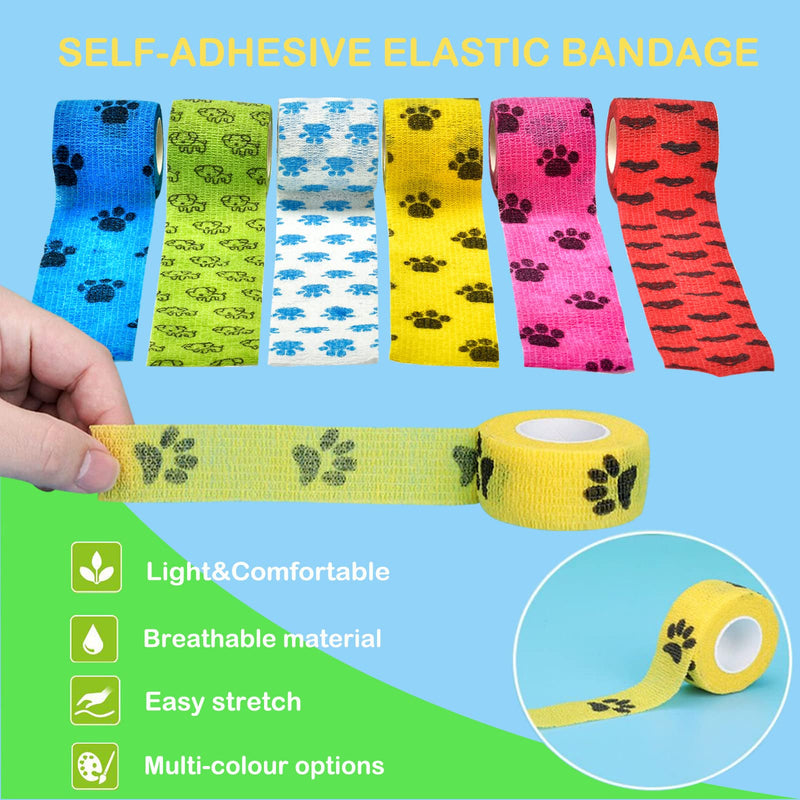 12 rolls of self-adhesive bandage, self-adhesive bandage, elastic and breathable bandage, the adhesive bandage for dogs, cats, wrists, ankle sprains and swelling (6 colors 5 cm x 4.5 m) 6 colors 5 x 4.5 - BeesActive Australia