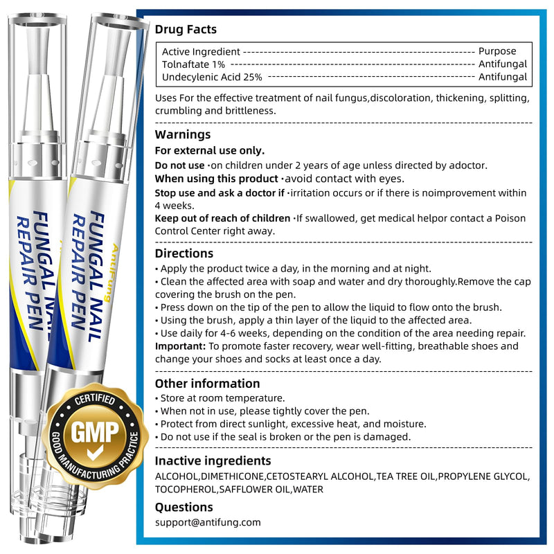 Toenail Fungus Treatment Extra Strength - AntiFung Pen with 25% Undecylenic Acid - Effective Nail Repair for Damaged Nails, Ingrown Nails & Discoloration - 3-Pack Applicator Pen - BeesActive Australia