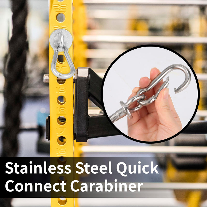 Set of 2 Heavy-Duty Stainless Steel Power Rack Attachments with Quick-Connect Buckles, Fits 2" x 2" or 3" x 3" Racks with 1/2" or 1" Holes, Wobble-Free and Secure Fit