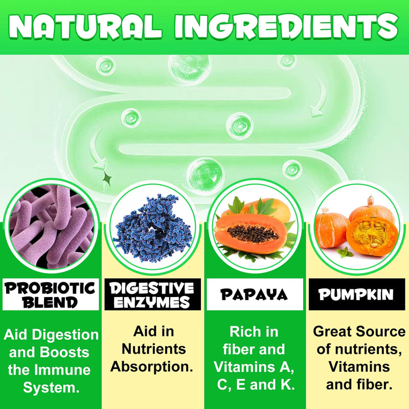 Probiotics Supplement for Dogs - Digestive Enzymes with Prebiotics for Gut Health - Anti Diarrhea, Bowel Support, and Immunity - Health & Itch Relief Digestive Enzymes