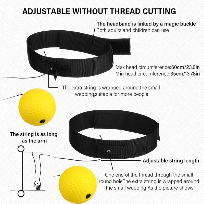 Skylety 10 Pcs Boxing Reflex Ball Headband Set Includes 8 Different React Reflex Ball and 2 Adjustable Headbands for Beginner Proficiency Improvement Fight Skill Hand Eye Coordination Training - BeesActive Australia