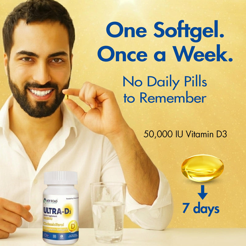 Once-Weekly Vitamin D3 50,000 IU Softgels, 50 Count Bottle, High Potency Vitamin D Supplement, Easy-to-Swallow, Extended Supply 50 Count (Pack of 1)