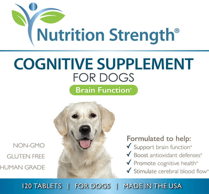 Cognitive Support for Dogs, Promotes Dog Brain Health, Mental Support for Old Dogs, Supplement for Dogs with Cognitive Difficulties, 120 Chewable Tablets - PawsPlanet Australia